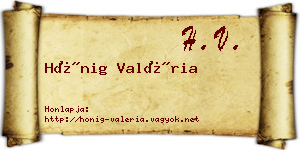 Hönig Valéria névjegykártya